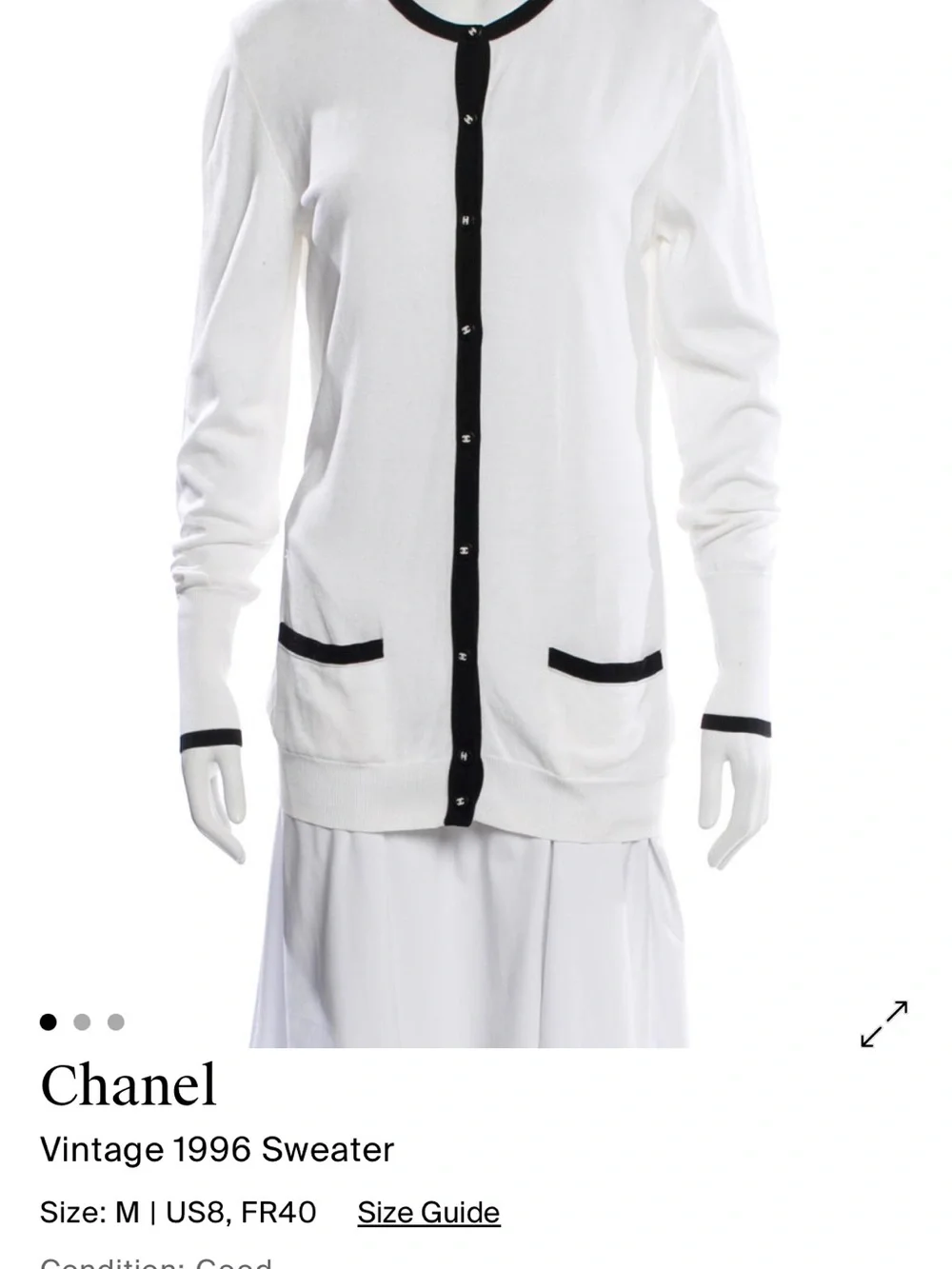 CHANEL Cream silk-blend Candy Button Cardigan